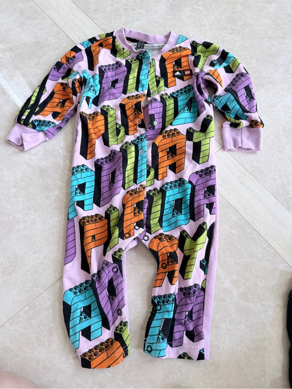 Adidas x Lego Baby Footie with Multicolor Block Print